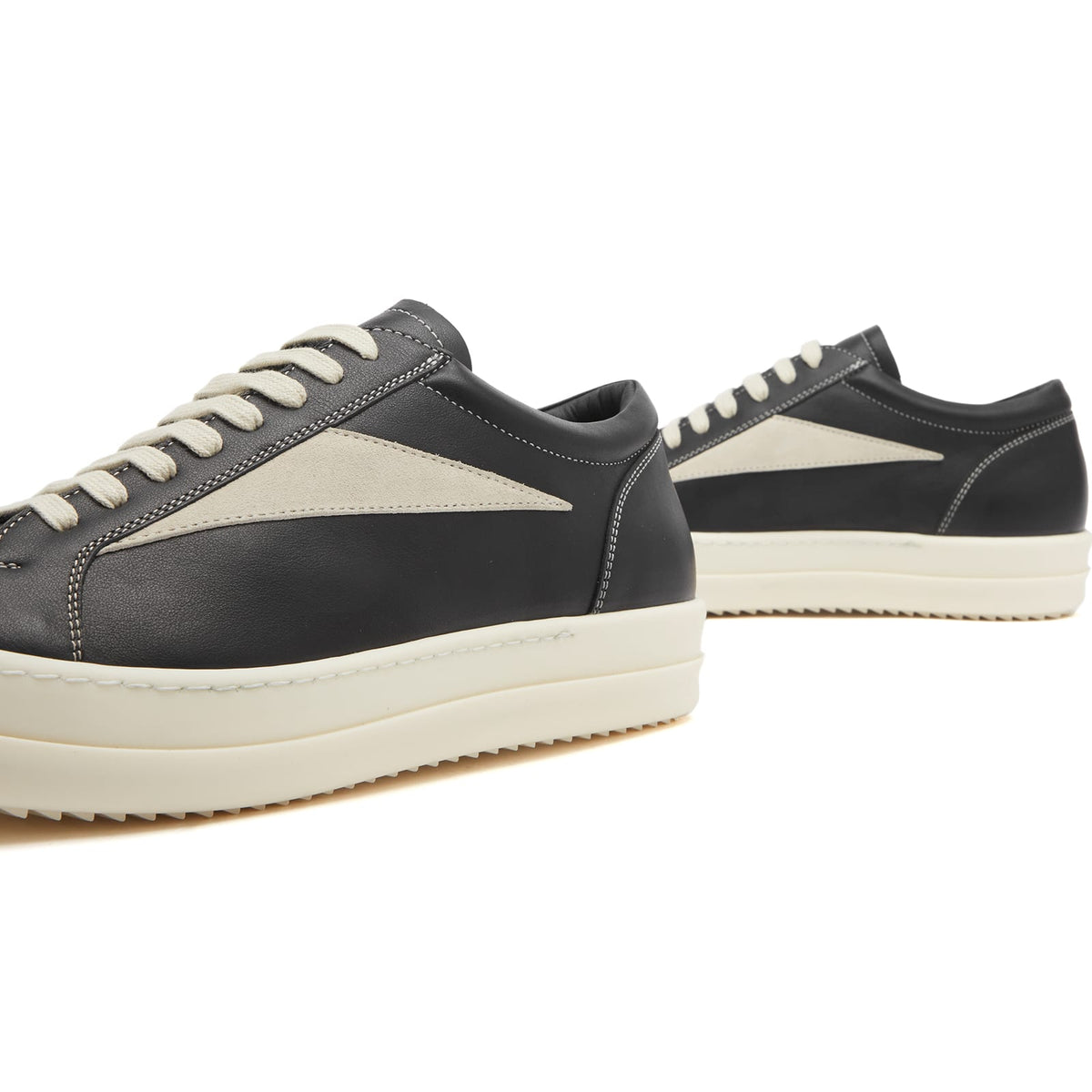 Rick Owens Leather Vintage Sneaks - Black / Milk, product view 4