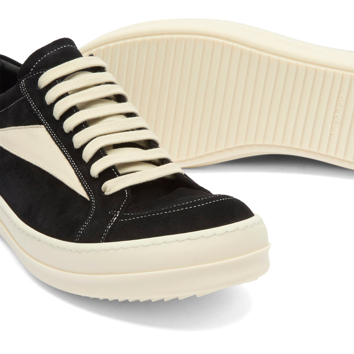 Rick Owens Suede Vintage Sneakers - Black / Milk, product view 3