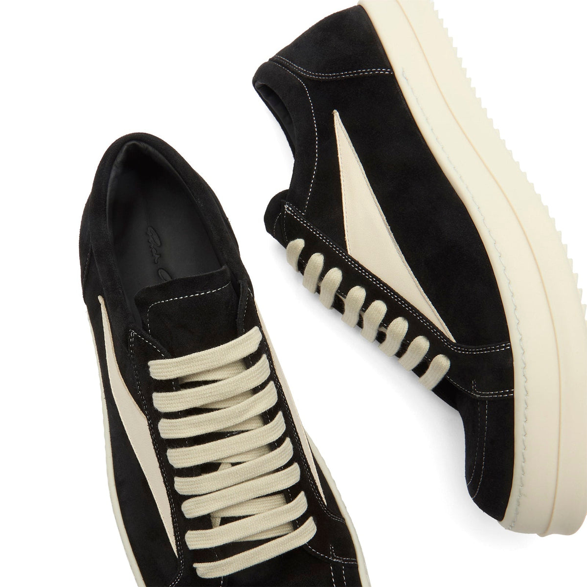 Rick Owens Suede Vintage Sneakers - Black / Milk, product view 4